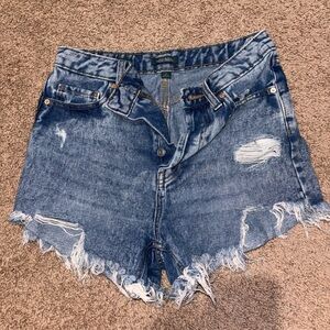 wild fable Distressed High-Rise Denim Shorts in Blue